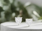 Heart-Shaped Diamond Stud Earrings in Sterling Silver