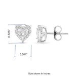 Heart-Shaped Diamond Stud Earrings in Sterling Silver