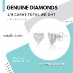 Heart-Shaped Diamond Stud Earrings in Sterling Silver