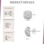 Cushion Stud Earrings with Natural Diamonds in Silver