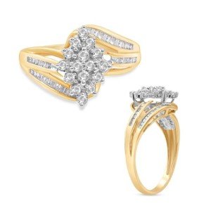 10K Yellow Gold Diamond Cluster Ring for Women