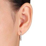 Half Carat Three Stone Diamond Earrings in White Gold