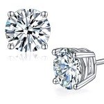 Moissanite Stud Earrings in White Gold Plated Silver