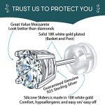 Moissanite Stud Earrings in White Gold Plated Silver