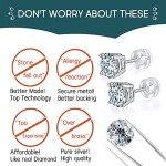 Moissanite Stud Earrings in White Gold Plated Silver