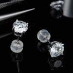 Moissanite Stud Earrings in White Gold Plated Silver