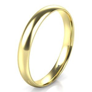 10K Yellow Gold 3MM Plain Wedding Band Ring