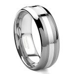 8MM Tungsten Carbide White Gold Wedding Band Ring