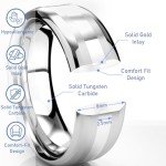 8MM Tungsten Carbide White Gold Wedding Band Ring