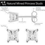 Princess Cut Diamond Stud Earrings in Sterling Silver