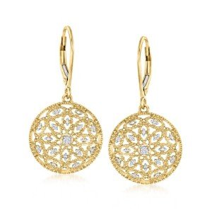 Diamond Circle Drop Earrings in 18kt Gold