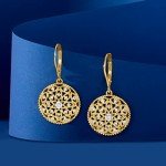 Diamond Circle Drop Earrings in 18kt Gold