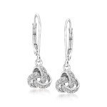 Sterling Silver Love Knot Drop Earrings with Diamonds