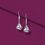 Sterling Silver Love Knot Drop Earrings with Diamonds
