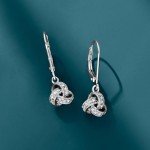 Sterling Silver Love Knot Drop Earrings with Diamonds