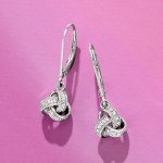 Sterling Silver Love Knot Drop Earrings with Diamonds