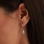 Sterling Silver Love Knot Drop Earrings with Diamonds