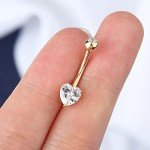 14K Gold Heart CZ Belly Button Ring