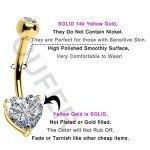 14K Gold Heart CZ Belly Button Ring