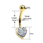 14K Gold Heart CZ Belly Button Ring