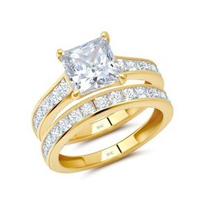 Elegant 3.0 Carat Princess Cut CZ Ring Set