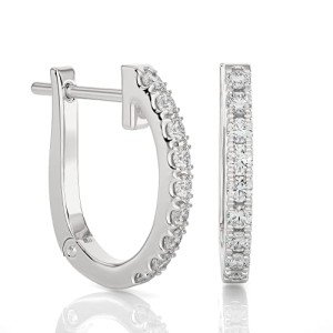 1/5 Carat White Gold Diamond Huggie Hoop Earrings