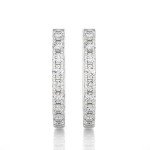 1/5 Carat White Gold Diamond Huggie Hoop Earrings