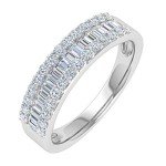 Baguette and Round Diamond Wedding Band in 10K White Gold