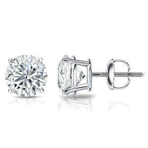 Diamond Round Stud Earrings in 14k White Gold