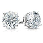 Diamond Round Stud Earrings in 14k White Gold