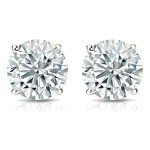 Diamond Round Stud Earrings in 14k White Gold