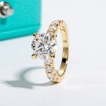 Elegant Moissanite Engagement Ring in Yellow Silver