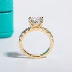 Elegant Moissanite Engagement Ring in Yellow Silver