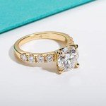 Elegant Moissanite Engagement Ring in Yellow Silver