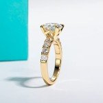 Elegant Moissanite Engagement Ring in Yellow Silver