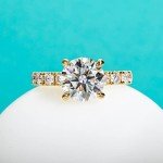 Elegant Moissanite Engagement Ring in Yellow Silver