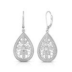 Antique Style Teardrop Dangle Diamond Earrings