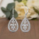 Antique Style Teardrop Dangle Diamond Earrings
