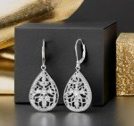 Antique Style Teardrop Dangle Diamond Earrings