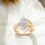 10K Yellow Gold Diamond Cluster Ring for Women