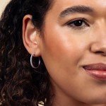 Sterling Silver Diamond Click Top Hoop Earrings