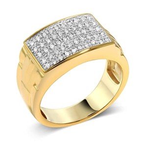 Men's 10K Yellow Gold White Diamond Ring