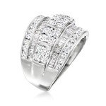 Sparkling Multi-Row Baguette & Round Diamond Ring