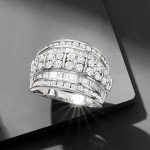 Sparkling Multi-Row Baguette & Round Diamond Ring