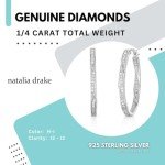 Twisted Oval Diamond Hoop Earrings in Silver