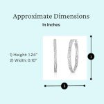 Twisted Oval Diamond Hoop Earrings in Silver