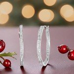 Twisted Oval Diamond Hoop Earrings in Silver