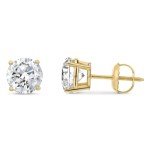 Elegant 14K Gold Natural Diamond Stud Earrings