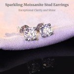 Moissanite Stud Earrings in White Gold/Silver