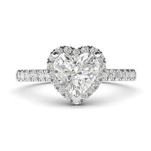 14k White Gold Heart-Shaped Diamond Halo Ring